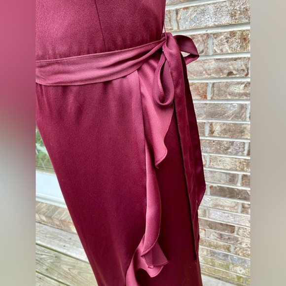 NWOTs Burgundy Asymmetrical Ruffle Celebrate DB Studio Goth Formal Prom Dress - Picture 6 of 11